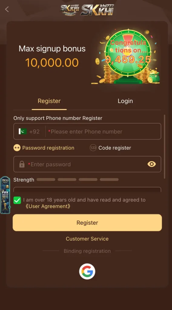 KKKHI777 Game registration screen for new users